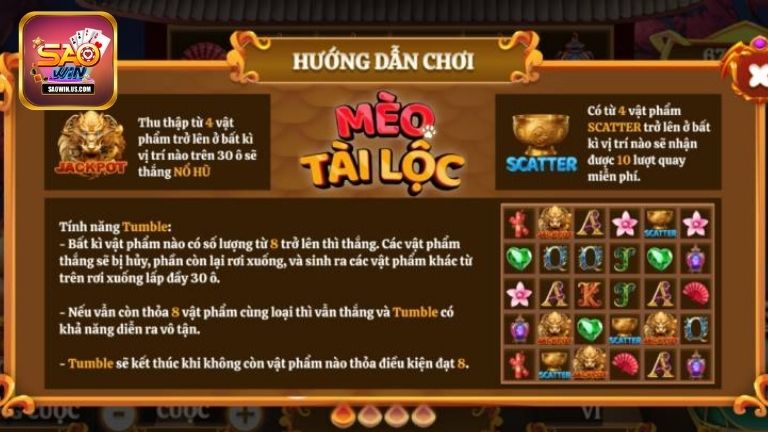 Chi tiết luật chơi Mèo Tài Lộc Saowin dễ hiểu